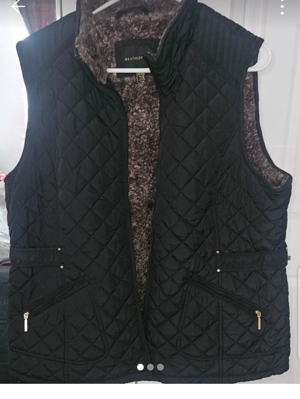Weatherproof Black Quilted Vest with Faux Fur Lining